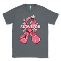 Charcoal Heather survivor breast cancer with boxing gloves Classic Tee - MaliasSmallBusiness