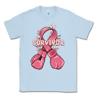 Dusty Blue survivor breast cancer with boxing gloves Classic Tee - MaliasSmallBusiness