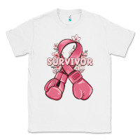 White survivor breast cancer with boxing gloves Classic Tee - MaliasSmallBusiness
