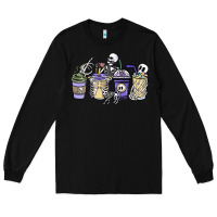 Black skeleton coffee cups Long Sleeve Tee - NancyCooperArtShop