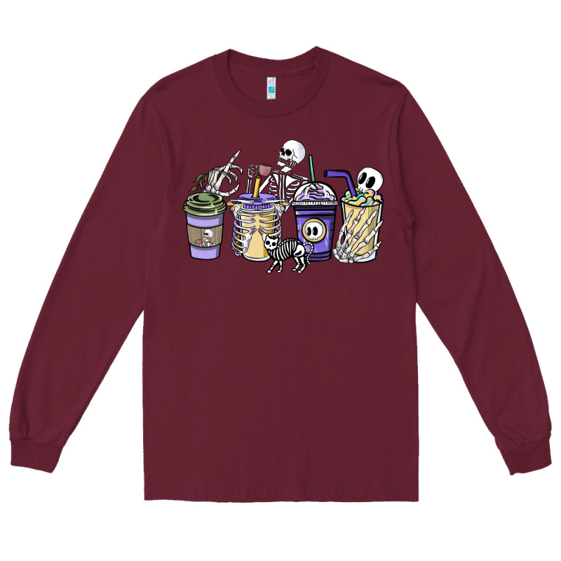 Skeleton Coffee Cups Long Sleeve Tee by NancyCooperArtShop | Teevron