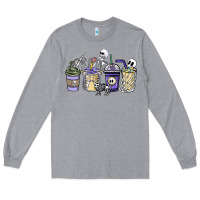 Heather Grey skeleton coffee cups Long Sleeve Tee - NancyCooperArtShop