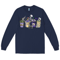 Navy skeleton coffee cups Long Sleeve Tee - NancyCooperArtShop