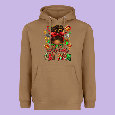 Santas Favorite Cat Mom Heavyweight Hoodie Designed By Texasbilliewilder