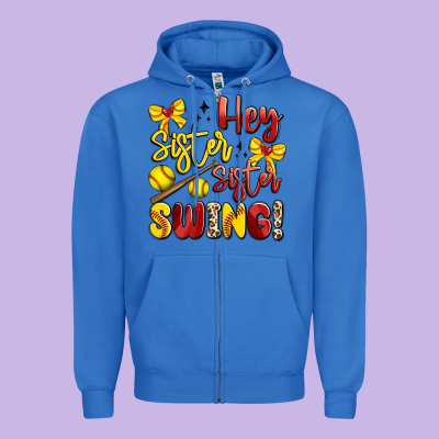 Hey Sister Sister Swing Softball Zipper Hoodie Designed By Artiststas