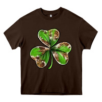 Chocolate Brown Cowhide leopard shamrock 4th of july Heavy Core Tee - Neo Western