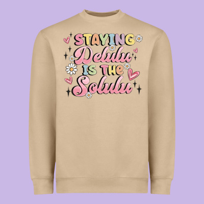 Staying Delulu Is The Solulu Heavyweight Sweatshirt Designed By Maliassmallbusiness
