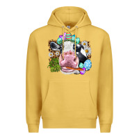 Antique Gold Happy Easter Cow with eggs Easter Day Premium Hoodie - HowdyJamesFarm