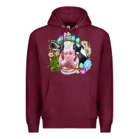 Burgundy Happy Easter Cow with eggs Easter Day Premium Hoodie - HowdyJamesFarm