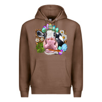 Chestnut Happy Easter Cow with eggs Easter Day Premium Hoodie - HowdyJamesFarm