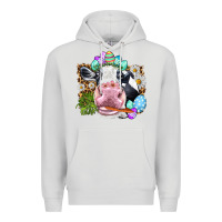 Dove Grey Happy Easter Cow with eggs Easter Day Premium Hoodie - HowdyJamesFarm