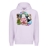 Lilac Happy Easter Cow with eggs Easter Day Premium Hoodie - HowdyJamesFarm
