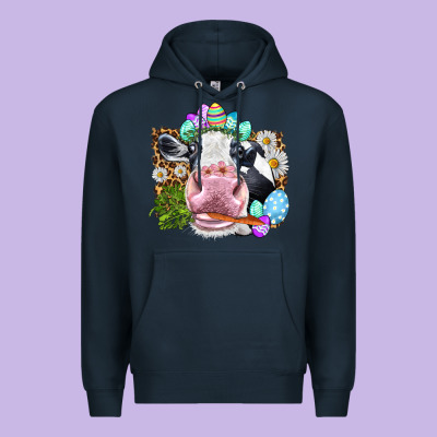 Happy Easter Cow With Eggs Easter Day Premium Hoodie Designed By Howdyjamesfarm