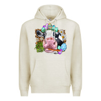 Oatmeal Heather Happy Easter Cow with eggs Easter Day Premium Hoodie - HowdyJamesFarm