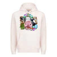 Pale Pink Happy Easter Cow with eggs Easter Day Premium Hoodie - HowdyJamesFarm