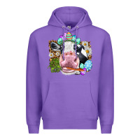 Purple Happy Easter Cow with eggs Easter Day Premium Hoodie - HowdyJamesFarm