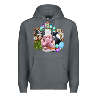 Rock Happy Easter Cow with eggs Easter Day Premium Hoodie - HowdyJamesFarm