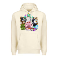 Sandshell Happy Easter Cow with eggs Easter Day Premium Hoodie - HowdyJamesFarm