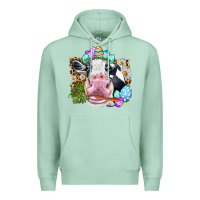 Seafoam Happy Easter Cow with eggs Easter Day Premium Hoodie - HowdyJamesFarm