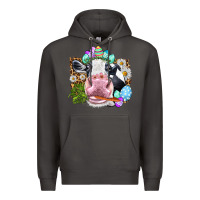 Smoke Happy Easter Cow with eggs Easter Day Premium Hoodie - HowdyJamesFarm
