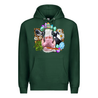 Sports Green Happy Easter Cow with eggs Easter Day Premium Hoodie - HowdyJamesFarm