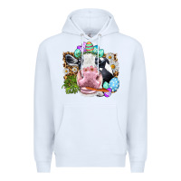 White Happy Easter Cow with eggs Easter Day Premium Hoodie - HowdyJamesFarm