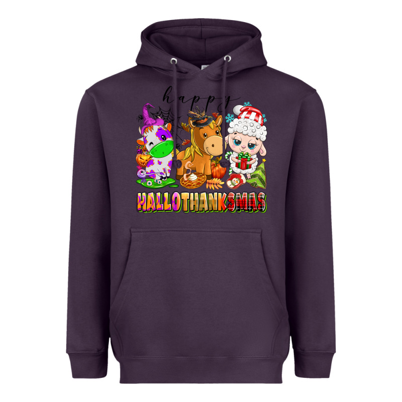 Happy Hallothanksmas Farm Animals Heavyweight Hoodie by texasbilliewilder | Teevron