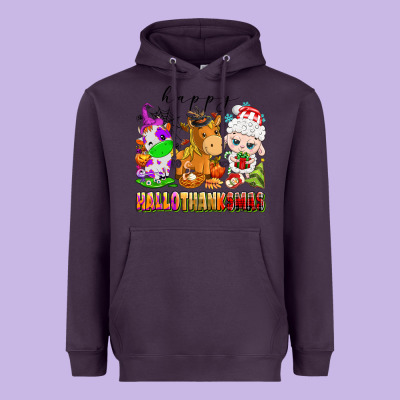 Happy Hallothanksmas Farm Animals Heavyweight Hoodie Designed By Texasbilliewilder