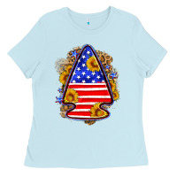 Baby Blue American flag arrowhead Ladies Tee - Neo Western