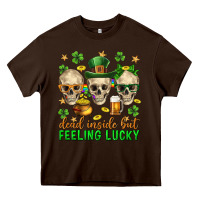 Chocolate Brown Dead inside but feeling lucky st. patricks day Heavy Core Tee - Neo Western