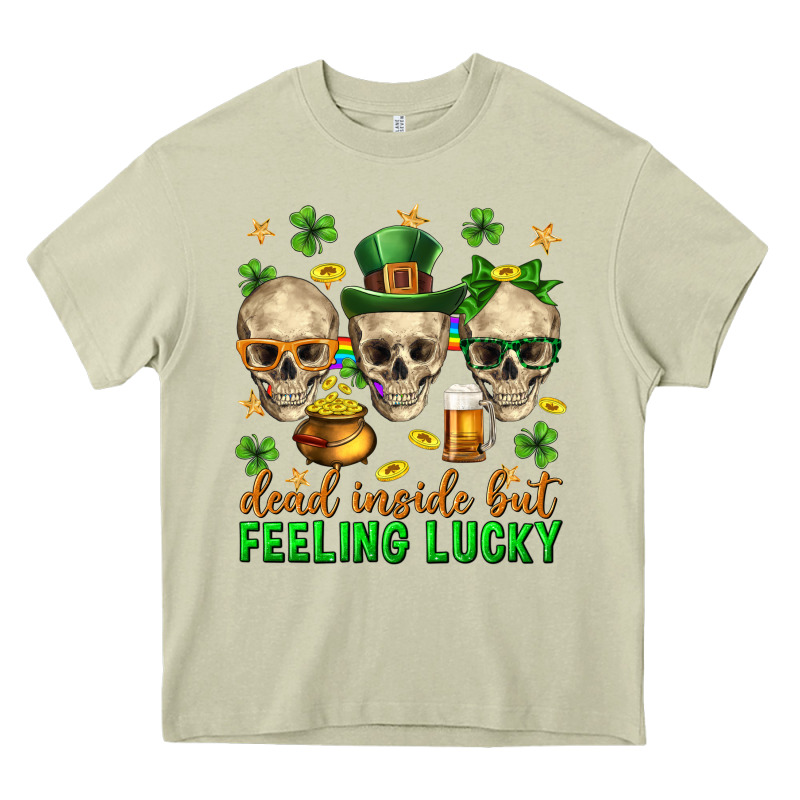 Dead Inside But Feeling Lucky St. Patricks Day Heavy Core Tee by Neo Western | Teevron