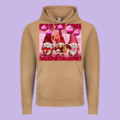 Valentines Gnomies With Leopard Vintage Hoodie Designed By Nancycooperartshop