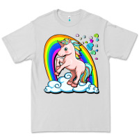 Dove Grey cute unicorn with rainbow Premium Tee - FaDigitalArtStudio