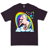 Plum cute unicorn with rainbow Premium Tee - FaDigitalArtStudio