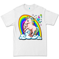 White cute unicorn with rainbow Premium Tee - FaDigitalArtStudio