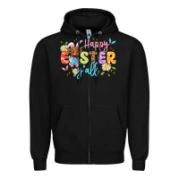 Black happy easter yall Zipper Hoodie - Artiststas