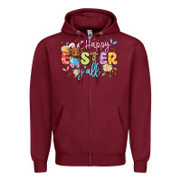 Burgundy happy easter yall Zipper Hoodie - Artiststas