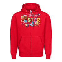 Red happy easter yall Zipper Hoodie - Artiststas