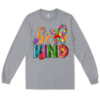 Heather Grey autism be kind Long Sleeve Tee - NancyCooperArtShop