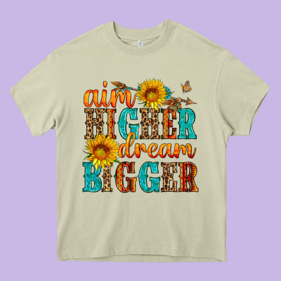 Aim Higher Dream Bigger Heavy Core Tee Designed By Hra Design Shop