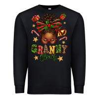 Black granny claus afro messy bun Premium Sweatshirt - texasbilliewilder