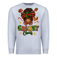Heather Grey granny claus afro messy bun Premium Sweatshirt - texasbilliewilder