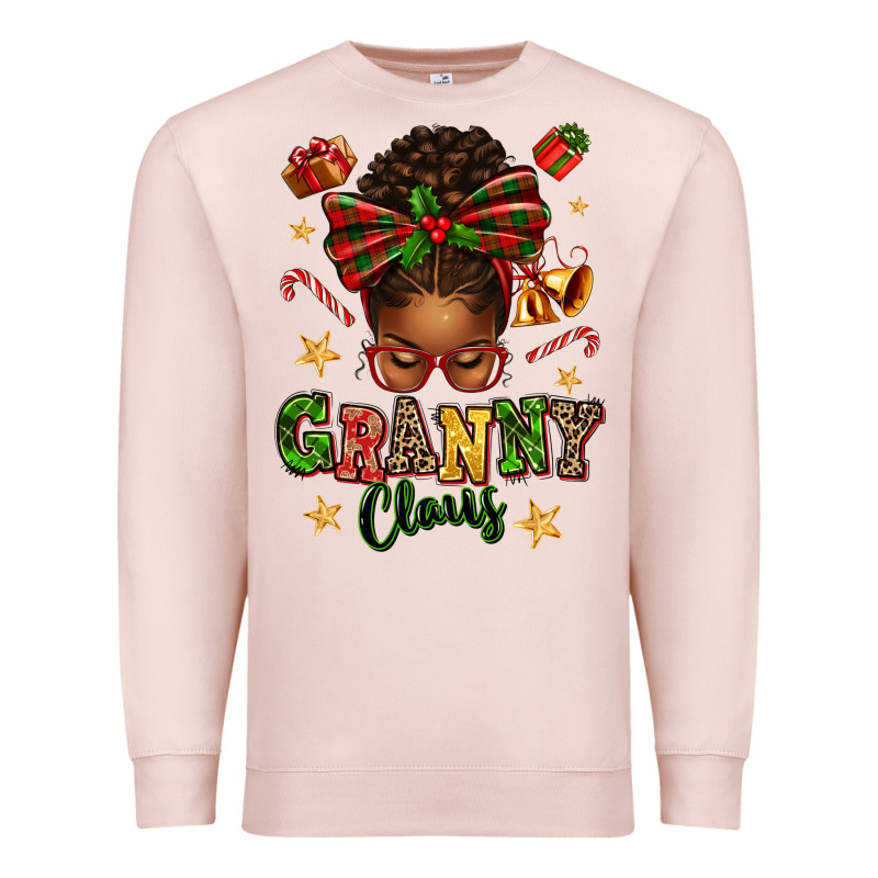 Granny Claus Afro Messy Bun Premium Sweatshirt by texasbilliewilder | Teevron