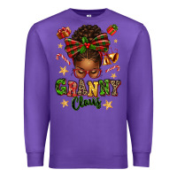 Purple granny claus afro messy bun Premium Sweatshirt - texasbilliewilder