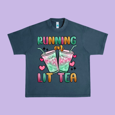 Running On Lit Tea Urban Heavy Tee Designed By Maliassmallbusiness