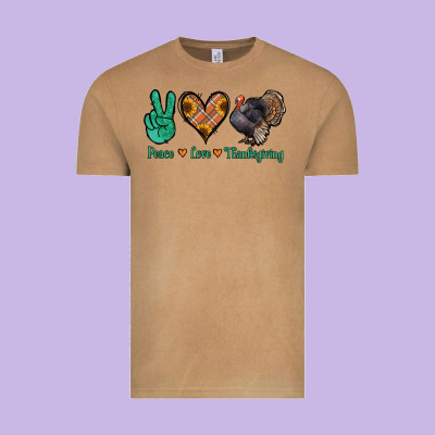 Peace Love Thanksgiving Vintage Tee Designed By Jasminsmagicworld