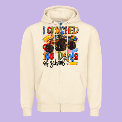 I Crushed 100 Days Of School Zipper Hoodie Designed By Artiststas