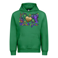 Emerald Peace love crawfish Mardi Gras skeleton hand Urban Hoodie - FaDigitalArtStudio