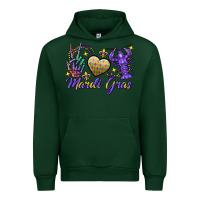 Forest Green Peace love crawfish Mardi Gras skeleton hand Urban Hoodie - FaDigitalArtStudio