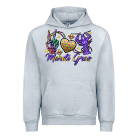Heather Grey Peace love crawfish Mardi Gras skeleton hand Urban Hoodie - FaDigitalArtStudio